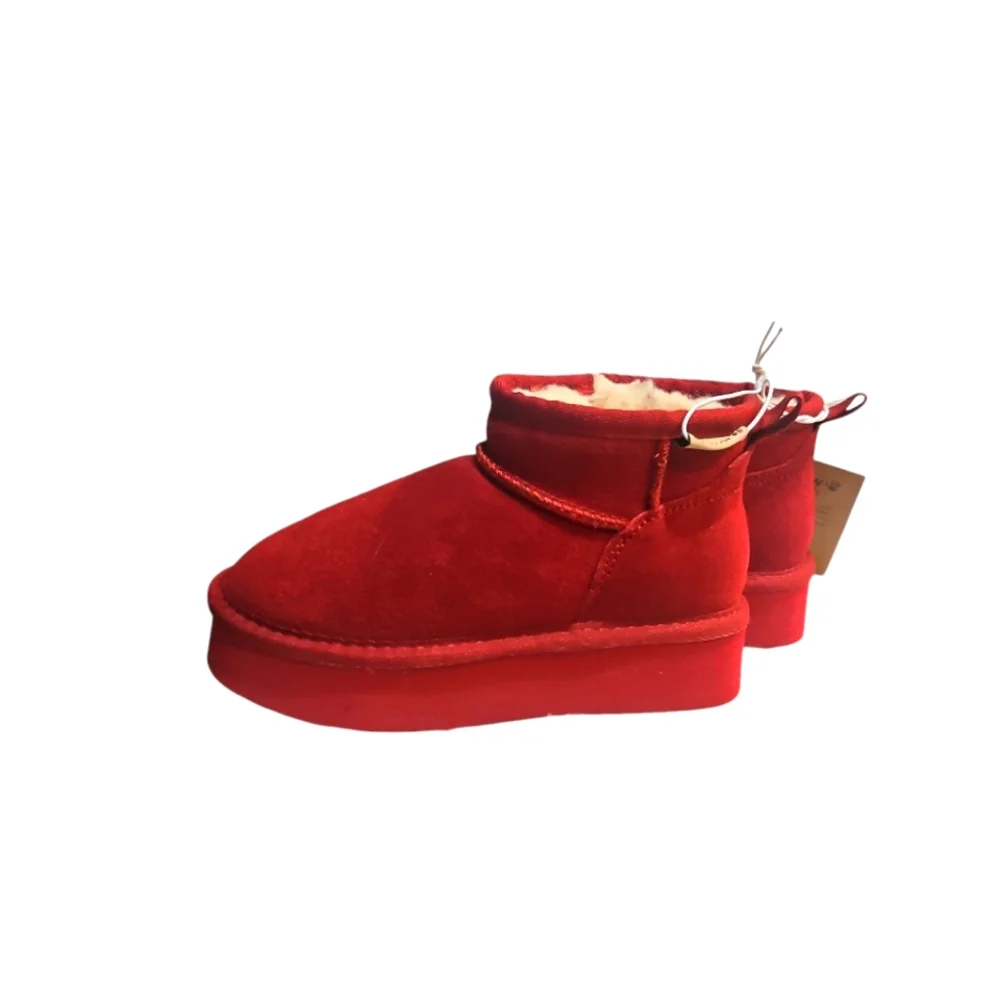 Bearpaw Shalini Youth Retro Sueded Sheep 🐑 Wool lined Red Short Ankle Boot S 12 - Picture 1 of 12
